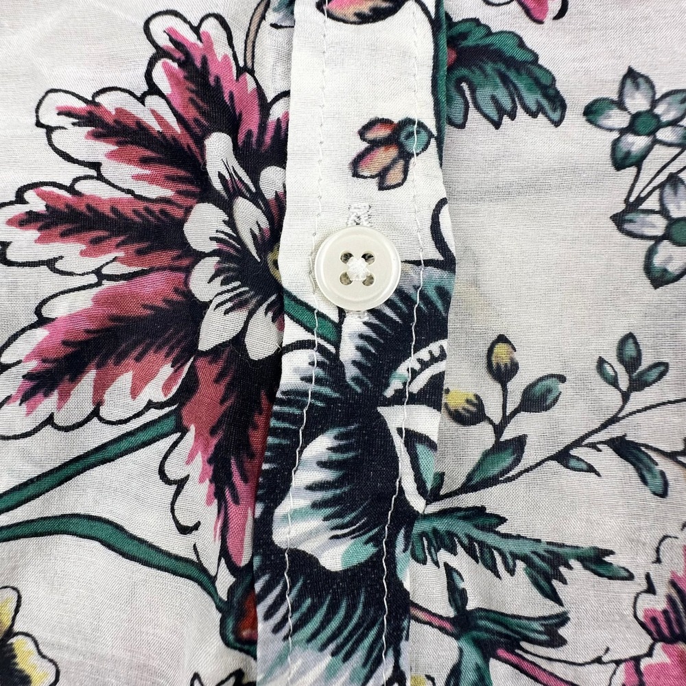 LOFT Womens White Floral Silk Cotton Blend‎ Button Down Shirt Long Sleeve Size M - Picture 6 of 15
